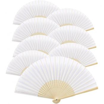 White Fabric Hand Fan Set