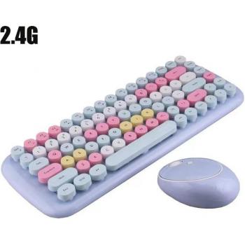 Kit clavier + souris sans fil rose « Acidulé »