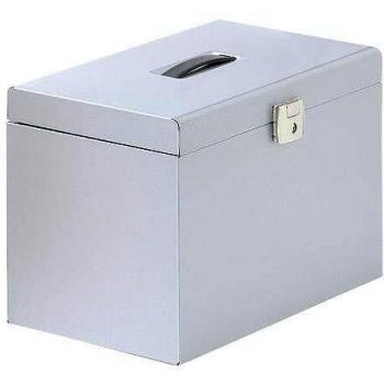 Storex DuraTech Metal File Box in Silver with 5 Files