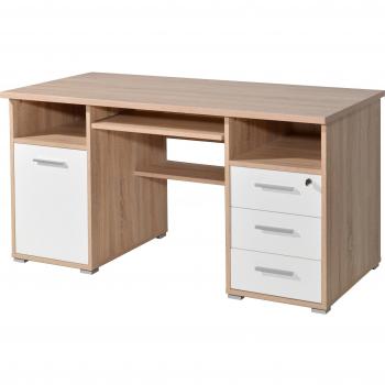Germania Dual-Shelf Desk in Oak and White