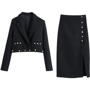 Blazer + Falda Cintura Alta Color Liso