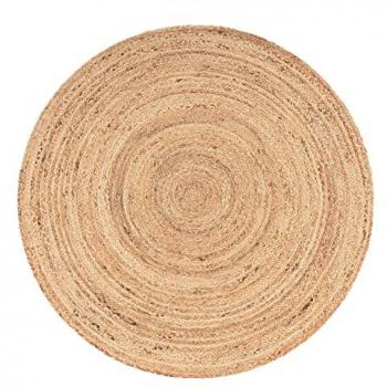 Tapis Moderne Rond Poils Ras Marron Beige 100 cm