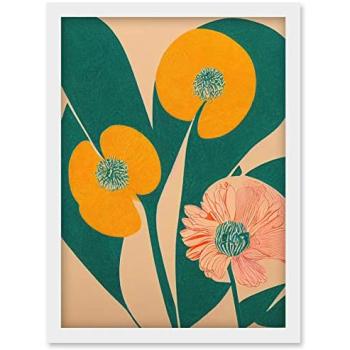 White‑Framed California Poppy Bloom A4 Artwork