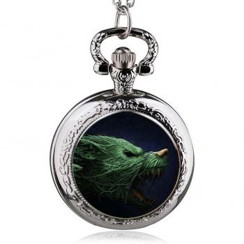 Silver Wolf Pendant Pocket Watch for Men and Women