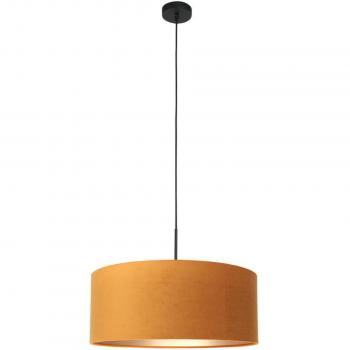 Lampe Plafond Sienna Brillance Noir Mat, Suspension Cylindrique, Accès Doré