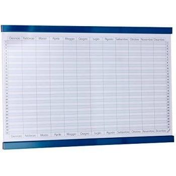 Tabella di Piano Annua Magnetica 90x60 cm – Bianco, Rigature Blu Petrolio