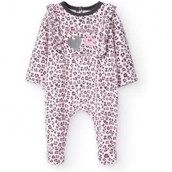 BOBOLI Overall Leopard Rüschen mit Fuß
