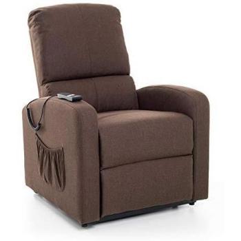 Poltrona relax Salmar modello Fiorella Lift Relax, con meccanismo di sollevamento e braccioli, in pelle di colore marrone