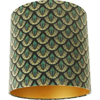 Velours Lampenschirm Pfau 40x40x40 Gold innen