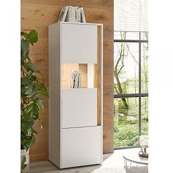 Vitrinenschrank CRISP-61 inkl. LED-Beleuchtung in weiß mit Wotan Eiche Nb., B/H/T: 50/155/40 cm
