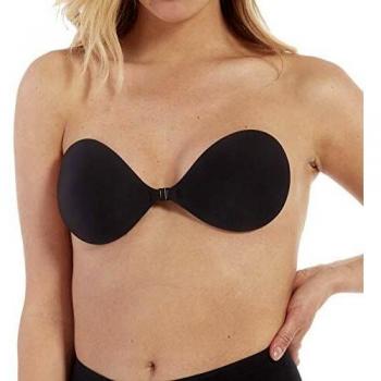 MAGIC BODYFASHION Damen Rückenfreier Selbstklebender Push-Up BH mit Spitze, Schwarz