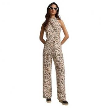 Silbon Pantalón Formal Lino Marrón con Patrón Animal