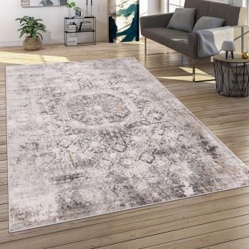 Tappeto 80x150 cm Grigio, Motivo Persiano, Bordura Mandala – Tendenza Salotto
