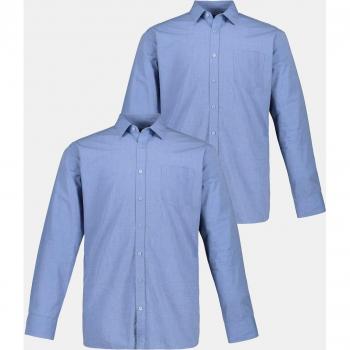 Men's Plus Size 2 Pack Dress Shirts, Blue, Size: 4XL, Cotton, JP1880
