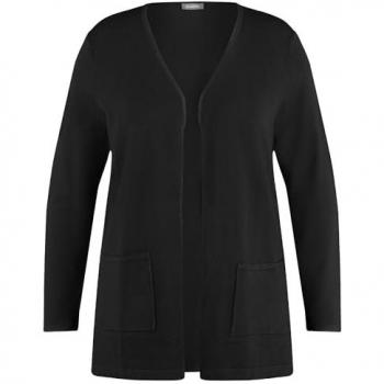 Samoon Damen Lange Unifarbene Strickjacke Schwarz 48/XL