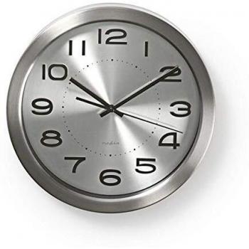 Moderne Wanduhr in Silber 30 cm