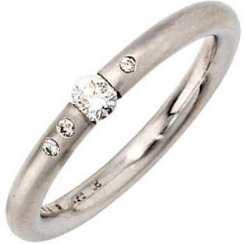 Eleganter Damenring 950 Platin 4 Diamanten 0,20ct, Größe 58
