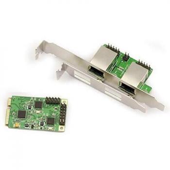 Carte Contrôleur Mini PCI Express 2 Ports LAN Gigabit Ethernet Dual Chipset Realtek RTL8111