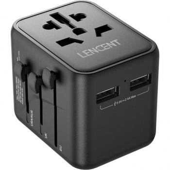 Universalreise-Adapter ADJ – 2 USB‑Ports, Dockingstation + USB‑Hub, US/UK/EU/AUS