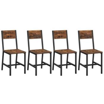 HELLOSHOP26 Eetkamerset – 2 stoelen, Staal + Bruin