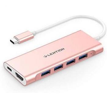 Adaptateur Lection HDMI 4K avec 4 Ports USB 3.0 et Port de Charge Type C Compatible avec MacBook Air 2018, MacBook Pro 2016-2018, Dell, HP, Lenovo, Samsung