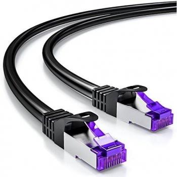 DeleyCON 1,5m RJ45 Patchkabel SFTP PiMF Netzwerkkabel mit CAT7 RohkABEL schwarz