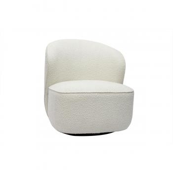 Poltrona girevole in tessuto effetto lana bouclé bianco amber