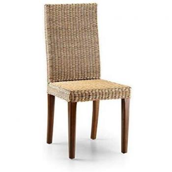 Silla de caoba y ratán marrón