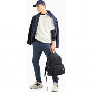Armani Exchange pantalones azules hombre estampado unicolor cremallera y botón