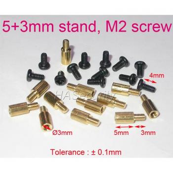 12pcs 5+3mm Brass Mounting Stand with M2-4mm Screw for Security Camera PCB Module