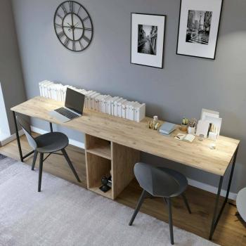 Bureau Chêne Effet Bois Dmora 240x60h74 cm