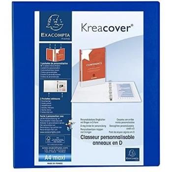 Blue Exacompta Kreacover A4+ 4‑Ring Binder, 40 mm D‑Rings
