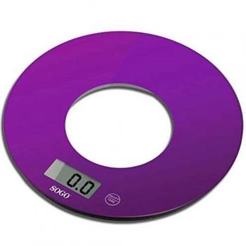 Báscula de cocina Sogo redonda cristal 5 kg lila