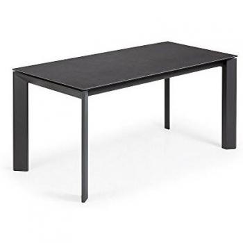 Kave Home Table Extensible Axis 220cm avec Plateau en Porcelaine et Finition Vulcano Roca sans Pieds
