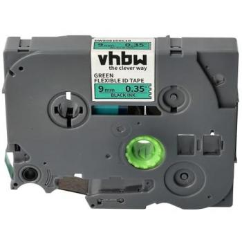 Cassetta Nastro Flessibile 9mm Nero Verde per Brother P-touch