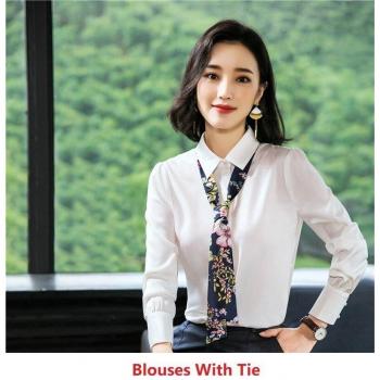 Blouse de bureau blanche à manches longues pour femmes
