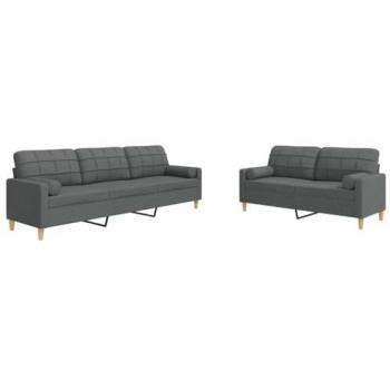 Coussins décoratifs gris foncé pour canapé – pack 2 pcs