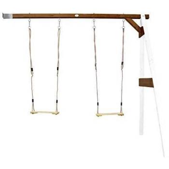 AXI Doppel-Anbauschaukel FSC Holz braun/weiß für 2 Kinder 244 x 207 x 160 cm