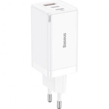 Caricabatterie GaN 65W 2x USB-C + cavo USB-C bianco