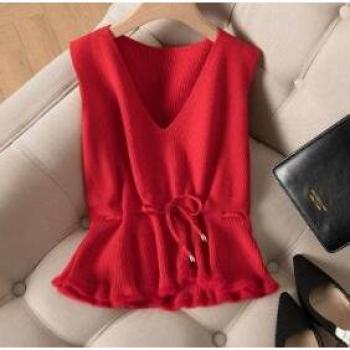 Gilet tricot solide femme avec cordon de serrage