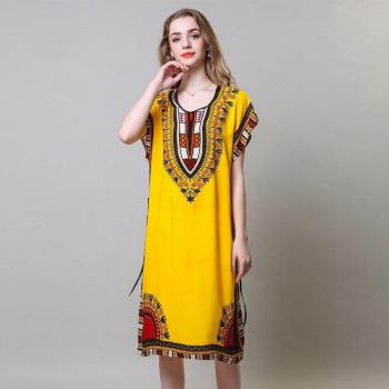 Pijama Dashiki para mujer, vestido de estilo africano, bata de baño de algodón con estampado 3D