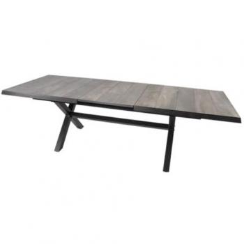 Uitrekbare Tuin Tafel Castilla Zwart met Kruispoot 204-264 cm