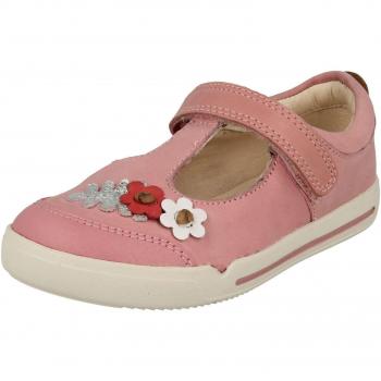 Clarks Baby Pink Mini Blossom Leather Shoes – Wide Fit, Size 7