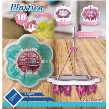 Stendibiancheria Fiore con 18 Pinze in Plastica