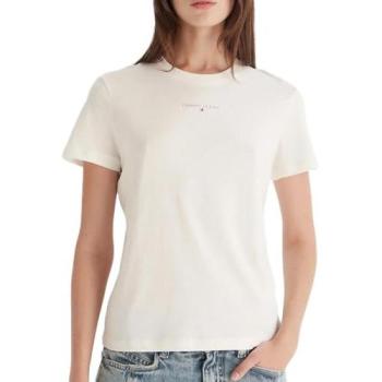 Tommy Jeans T-Shirt Linear DW0DW21964 Écru Regular Fit