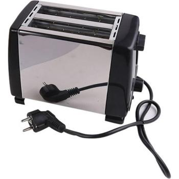2-Scheiben-Toaster aus Edelstahl mit breiten Schlitzen und herausnehmbarer Krümelschublade