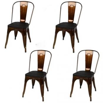 Pack 4 chaises urbaines vintage Liv – Doré Noir