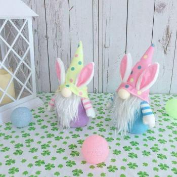 Decoración de Pascua, muñeco conejito sin cara, adorno de felpa