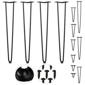 Pieds en épingle à cheveux pour tabourets Relaxdays, 4 unités, noir