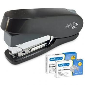 Rapesco Germ-Savvy Eco Front Loading Stapler w/2000 Staples Black 1466